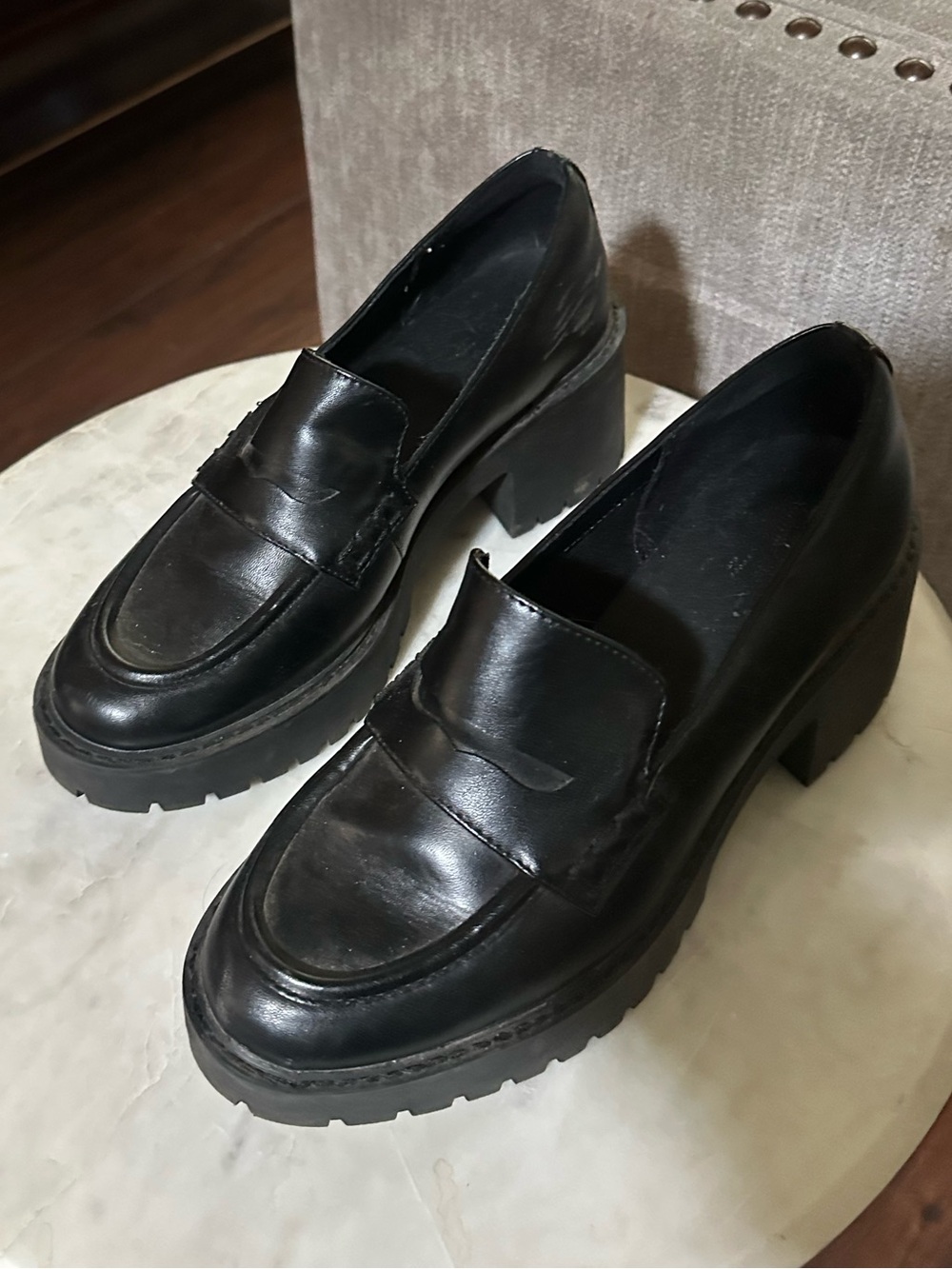 Target Black Chunky Heel Penny Loafers